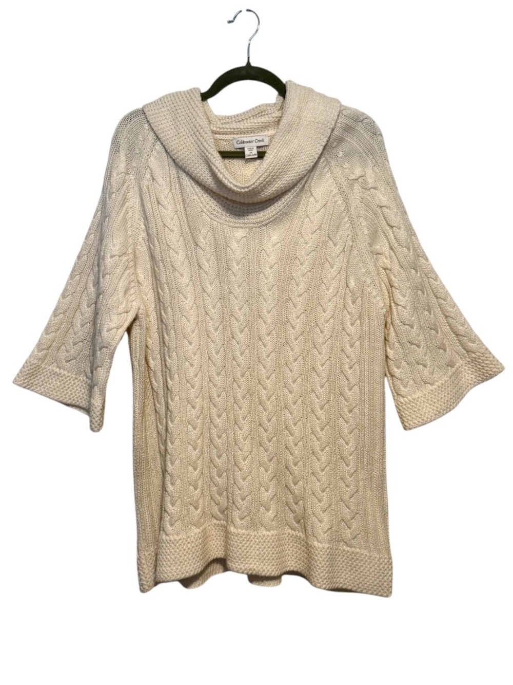 Coldwater Creek Wool Blend Cowl Neck Cable Knit Short Sleeve Sweater Size 2X